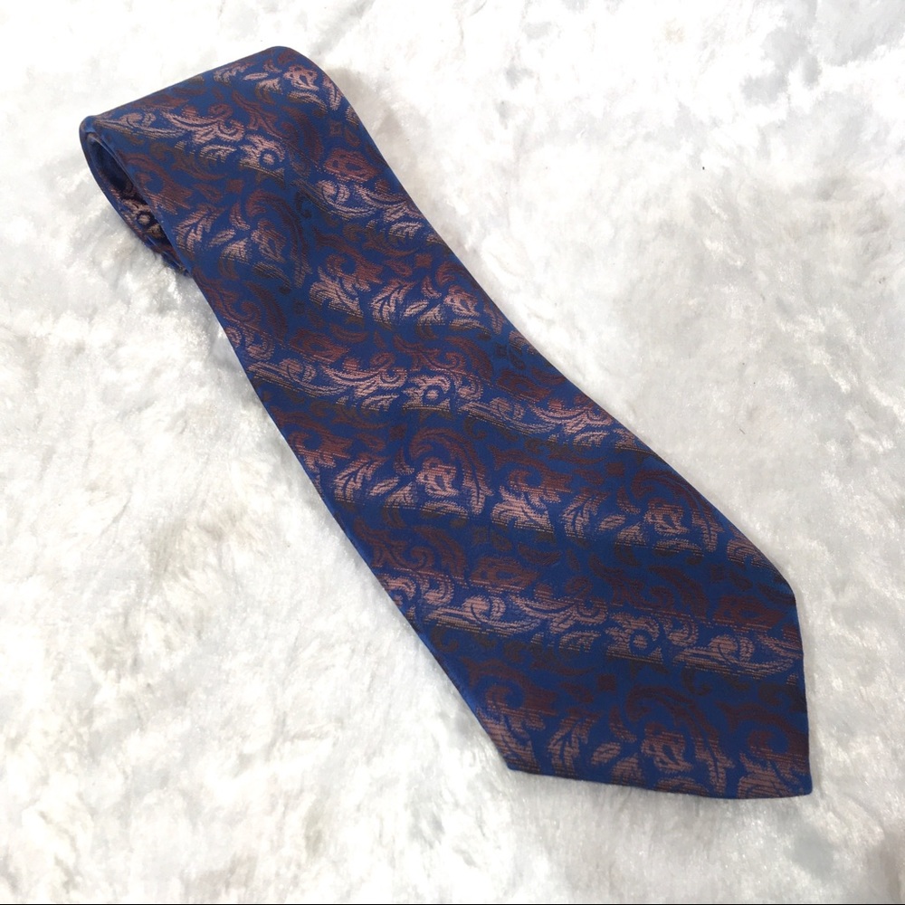 Vintage Wembley Tie Iridescent Paisley Blue Brown